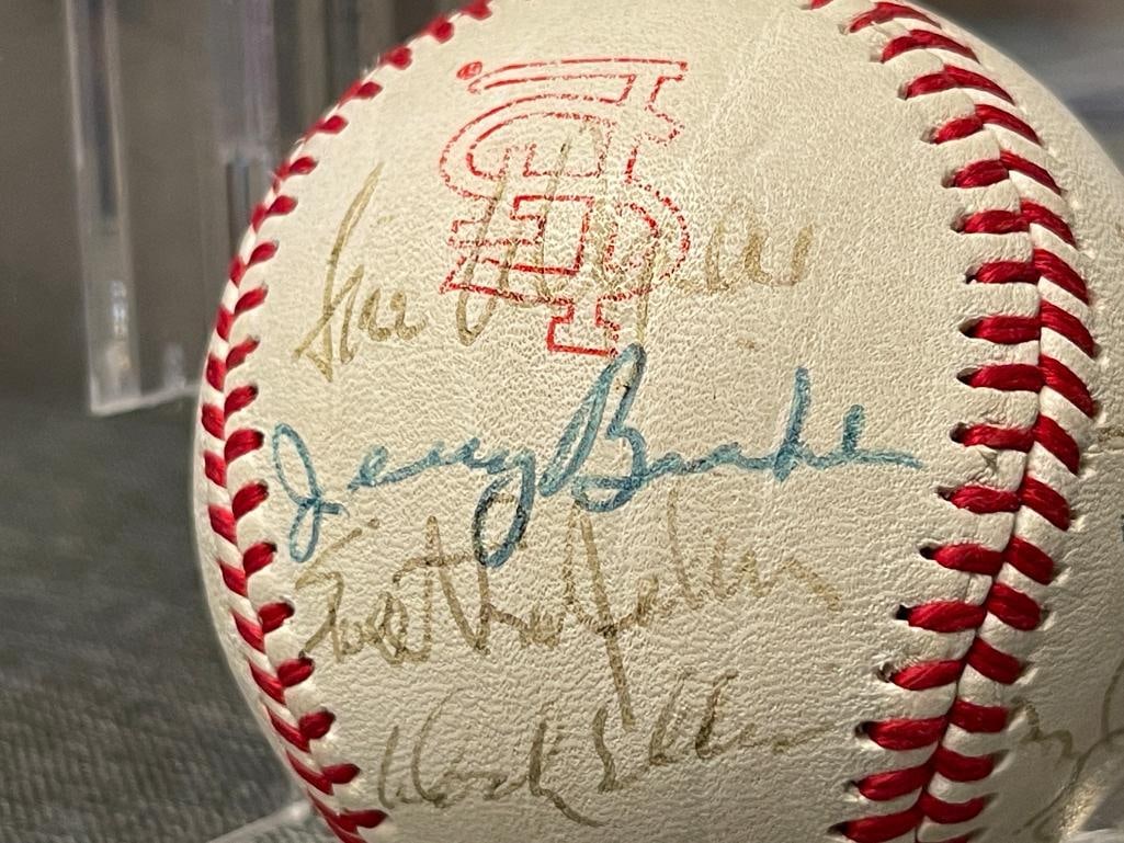 AUTOGRAPHED / SIGNED BASEBALL RICK WISE, VITA BLUE, STAN MUSIAL HOF , CURT FLOOD, BOB GIBSON - 4