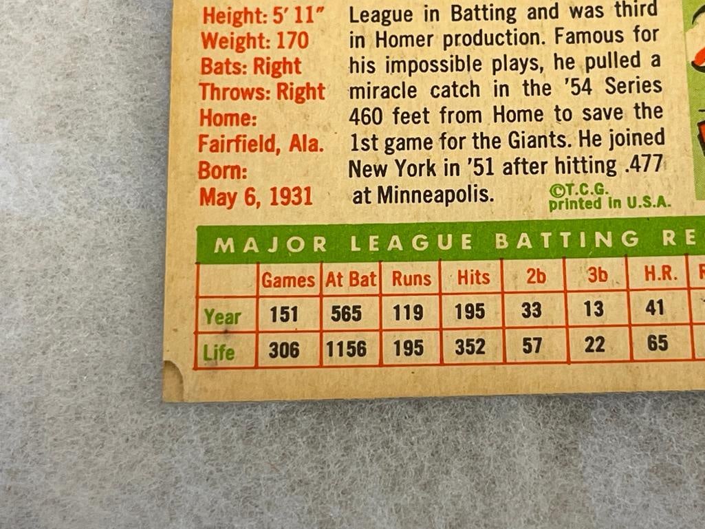 1955 TOPPS TED WILLIAMS NO. 2 AND 1955 TOPPS WILLIE MAYS NO. 194 HALL OF FAME BASEBALL CARDS - 11