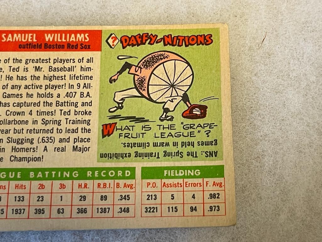 1955 TOPPS TED WILLIAMS NO. 2 AND 1955 TOPPS WILLIE MAYS NO. 194 HALL OF FAME BASEBALL CARDS - 5