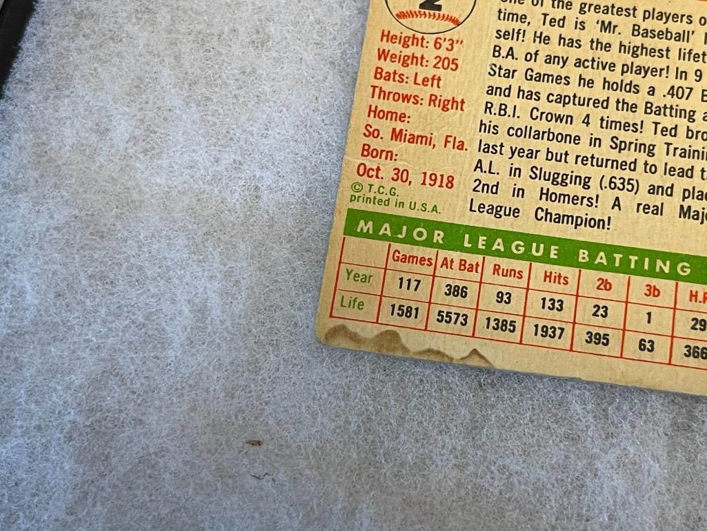 1955 TOPPS TED WILLIAMS NO. 2 AND 1955 TOPPS WILLIE MAYS NO. 194 HALL OF FAME BASEBALL CARDS - 6