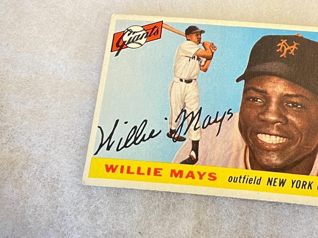 1955 TOPPS TED WILLIAMS NO. 2 AND 1955 TOPPS WILLIE MAYS NO. 194 HALL OF FAME BASEBALL CARDS - 8