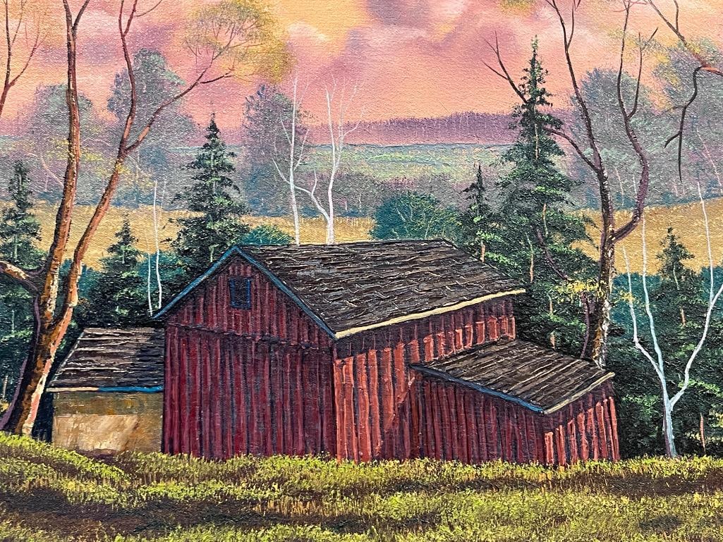 VERNON WOOD AMERICAN ARTIST ORIGINAL OIL ON CANVAS LANDSCAPE PAINTING - 3