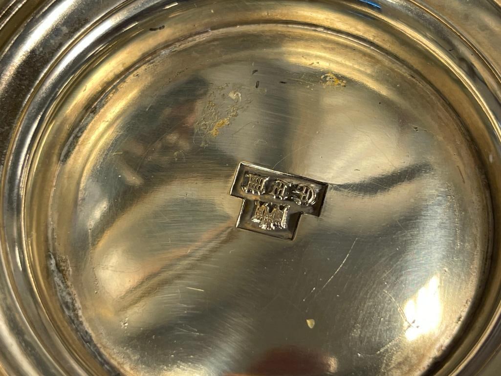 CORBELL & CO. SILVERPLATE FOOTED FLOWER FROGS WITH LION HEAD HANDLES - 7