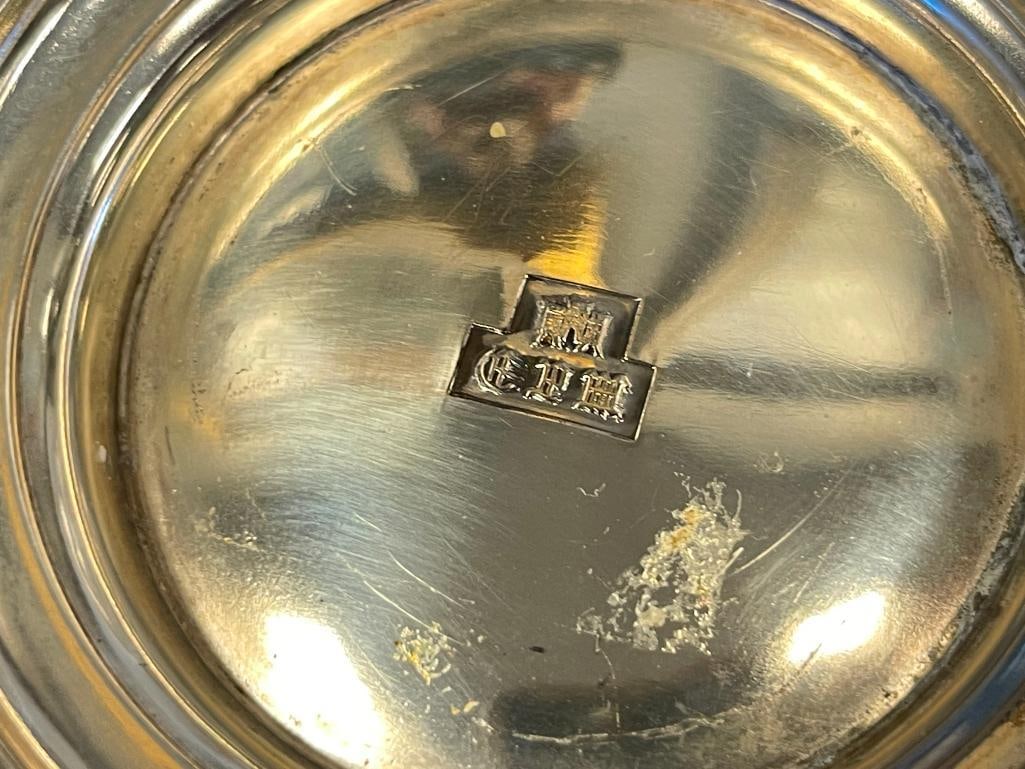 CORBELL & CO. SILVERPLATE FOOTED FLOWER FROGS WITH LION HEAD HANDLES - 8