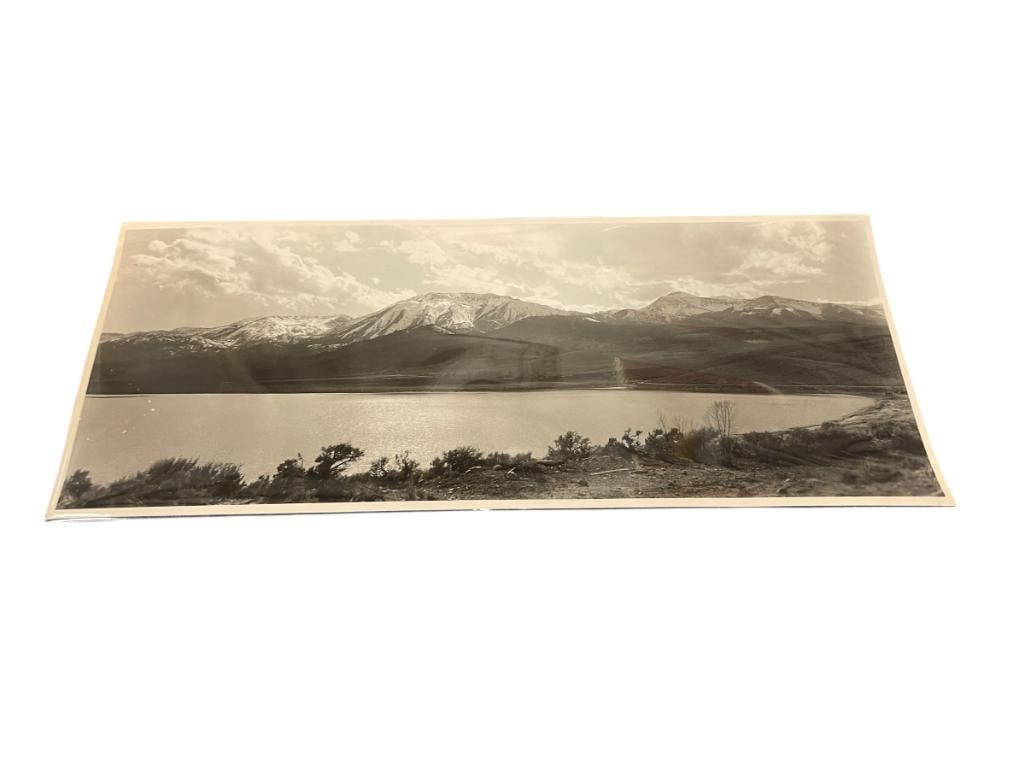 VINTAGE PANORAMIC PHOTOGRAPH WASHOE LAKE AND SLIDE MOUNTAIN NEVADA BLACK AND WHITE PHOTO (1 of 5)