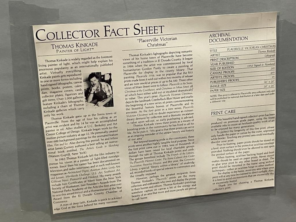 THOMAS KINKADE PLACERVILLE VICTORIAN CHRISTMAS LIMITED EDITION PRINT NO. 1917/1950 - 9