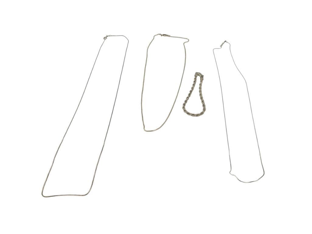 FOUR STERLING SILVER JEWELRY PIECES INCLUDING THREE NECKLACES AND ONE BRACELET (1 of 5)