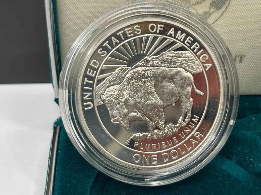 TWO U.S. MINT 90% SILVER PROOF DOLLARS INCLUDING 1999 YELLOW STONE AND 2000 LIBRARY OF CONGRESS - 5