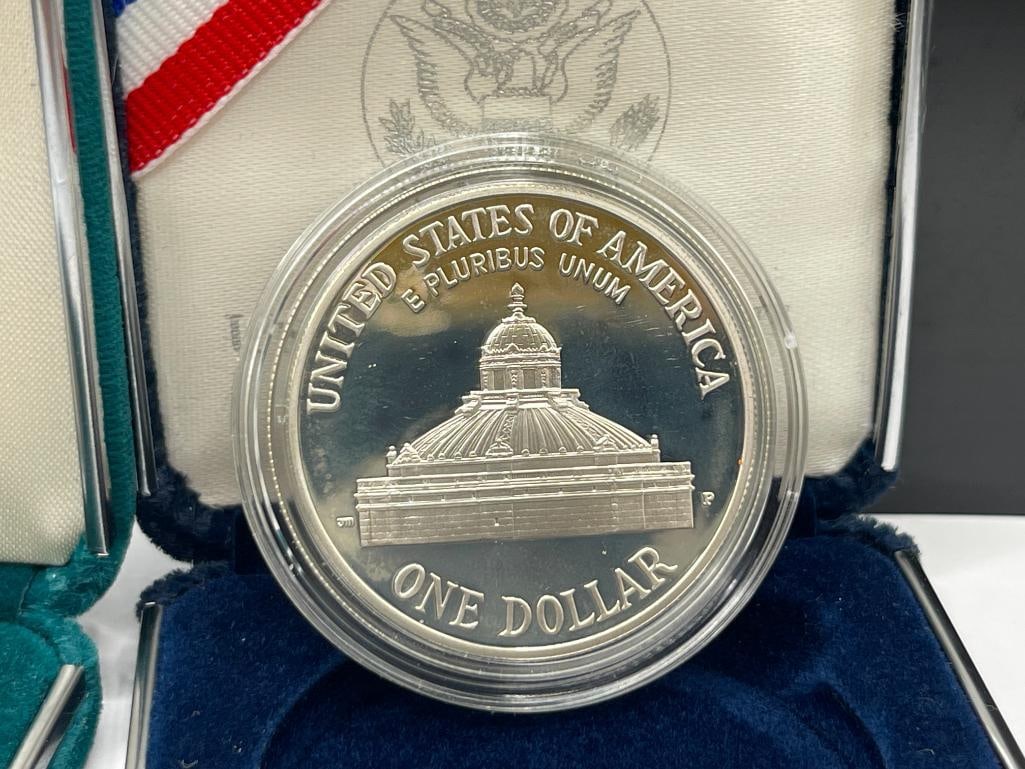 TWO U.S. MINT 90% SILVER PROOF DOLLARS INCLUDING 1999 YELLOW STONE AND 2000 LIBRARY OF CONGRESS - 7