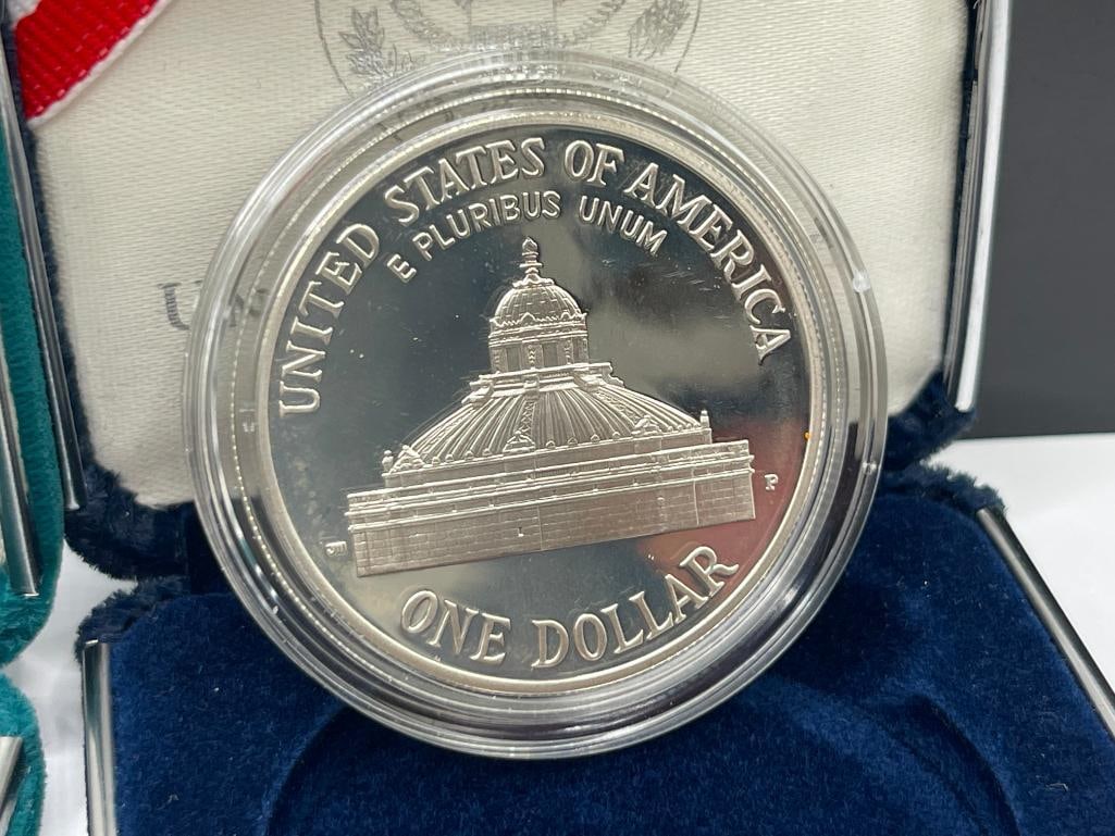 TWO U.S. MINT 90% SILVER PROOF DOLLARS INCLUDING 1999 YELLOW STONE AND 2000 LIBRARY OF CONGRESS - 8