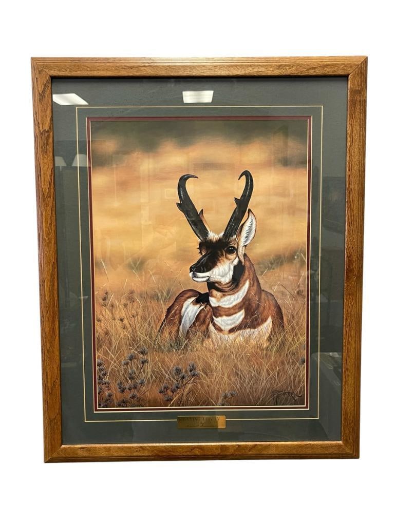 MITCHELL MANSANAREZ WILDLIFE PRINT OF A PRONGHORN ANTELOPE LAYING DOWN (1 of 6)