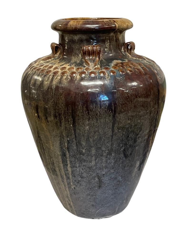 VIETNAMESE MARTAVAN STYLED JAR / VASE WITH FIVE LOOP HANDLES AND IMPRESSED DESIGN (1 of 5)