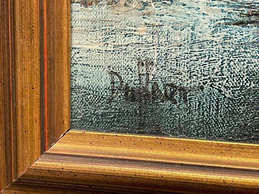 RUDOLFO DUHART MEXICAN ARTIST ORIGINAL ACRYLIC ON CANVAS MOODY LANDSCAPE SCENE - 5