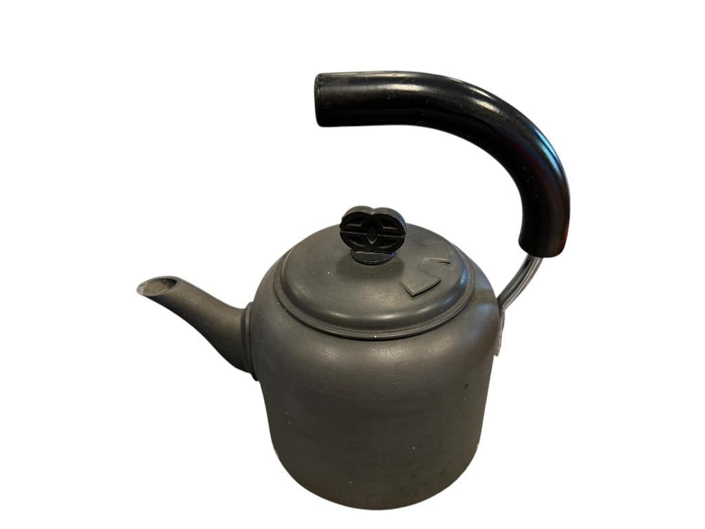CALPHALON METAL TEAPOT MADE IN IRELAND: HAS PITTING ON THE INSIDE 10" H 