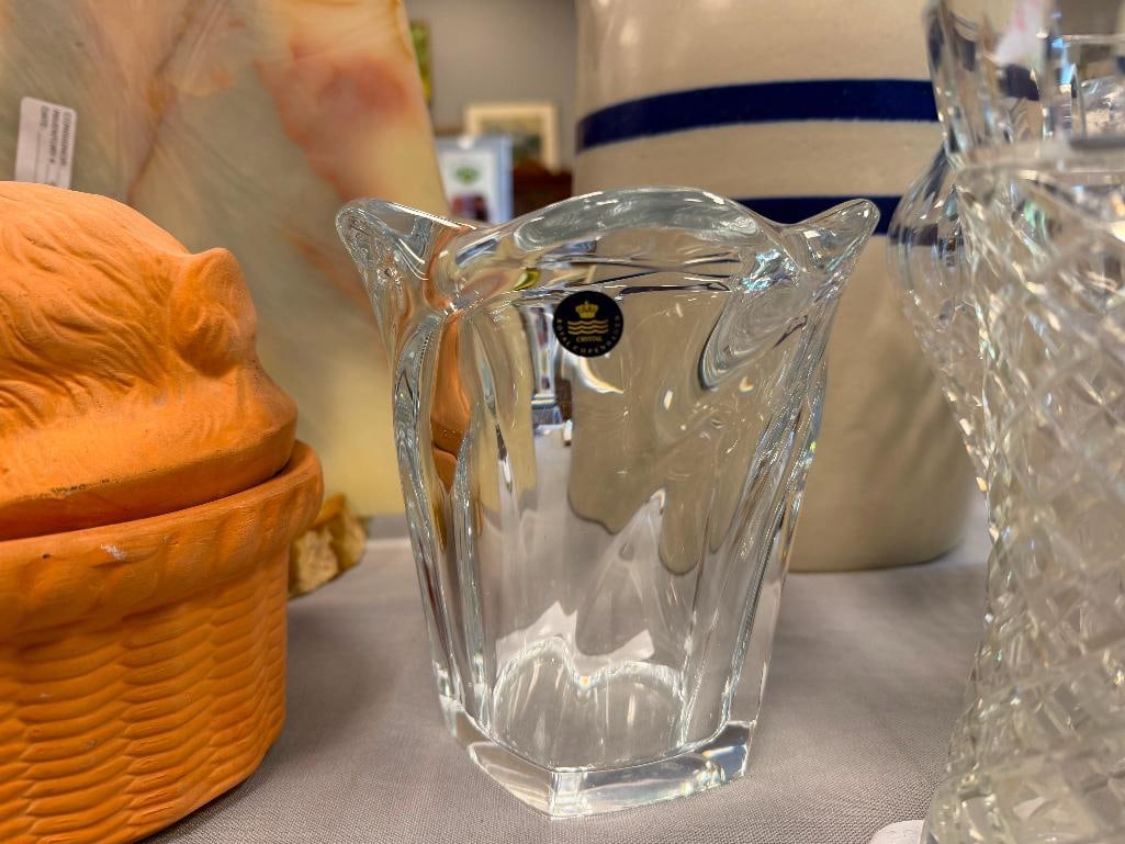 THREE HEAVY CRYSTA VASES INCLUDING ROYAL COPENHAGEN GALAXI VASE DESIGNED BY ALLAN SCHARFF 1990'S - 5