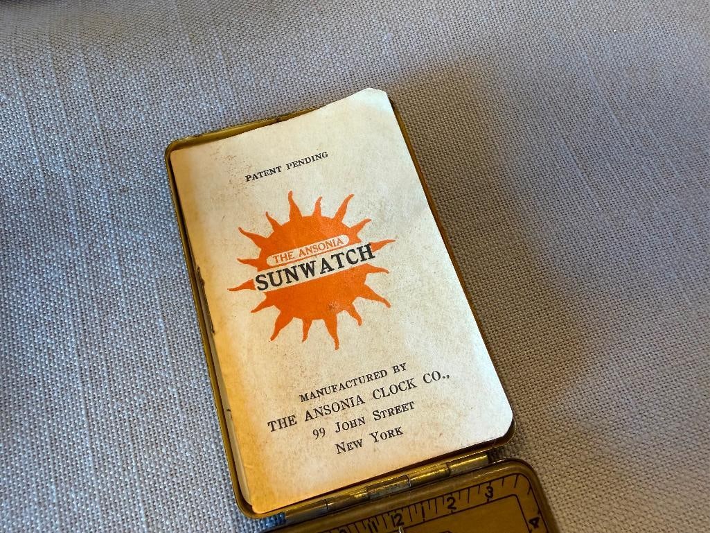1921 ANSONIA CLOCK CO. COMPASS / SUNWATCH WITH ORIGINAL INSTRUCTIONS - 3