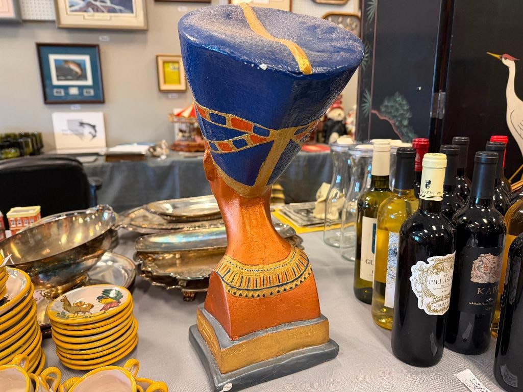 QUEEN NEFERTITI EGYPTIAN QUEEN CERAMIC BUST SCULPTURE - 8