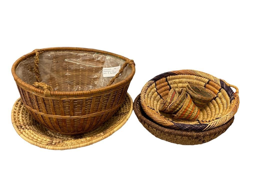 EIGHT ASSORTED ETHNIC AND DECORATIVE BASKETS (1 of 12)