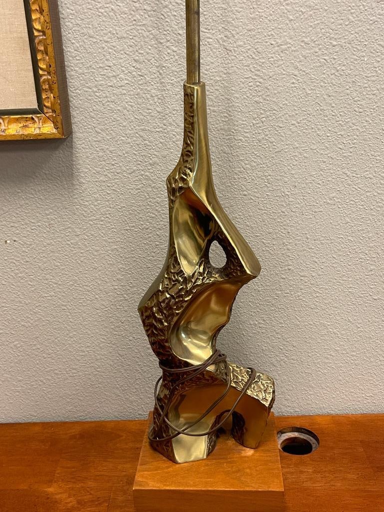 MID-CENTURY MODERN BRASS BRUTALIST TABLE LAMPS LAUREL LAMP CO BY RICHARD BARR CIRCA 1960'S - 2