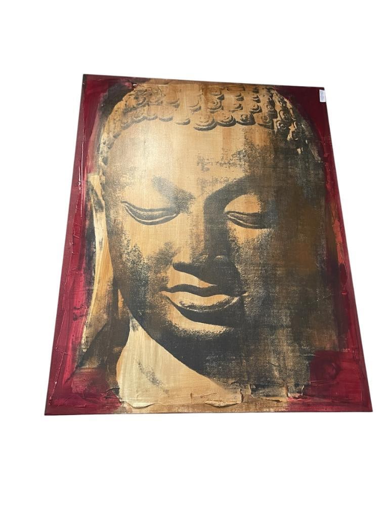 MASSIVE ABSTRACT MIXED MEDIA ART ON CANVAS PORTRAITOF BUDDHA FACE (1 of 8)