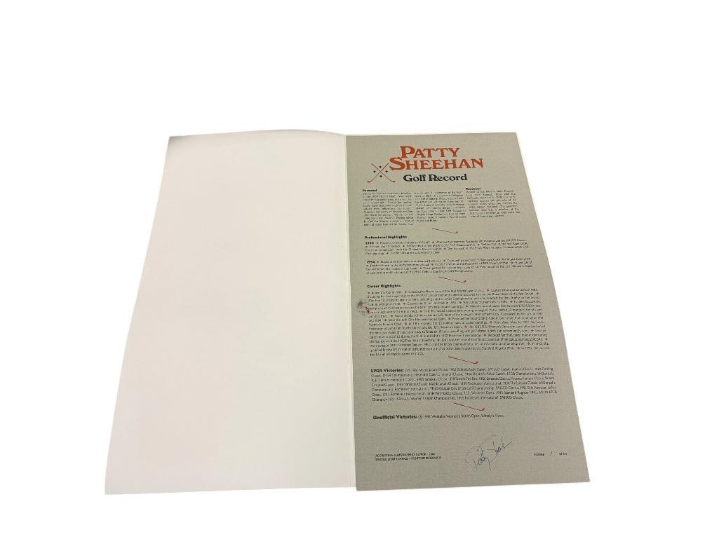 PATTY SHEEHAN LIMITED EDITION SIGNED GOLF RECORD SHEET, PUBLISHED BY JACK BACON & COMPANY 2002 (1 of 8)