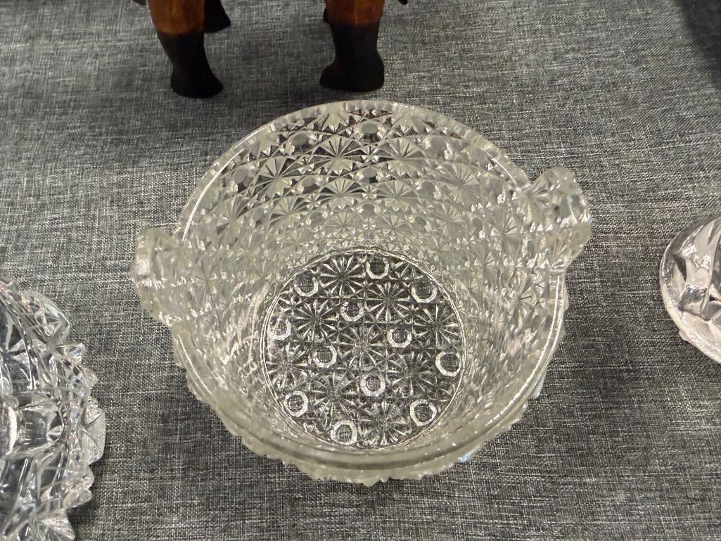 VINTAGE FENTON DAISY BUTTON BISCUIT JAR AND OTHER COLELCTIBLE GLASSWARE - 13