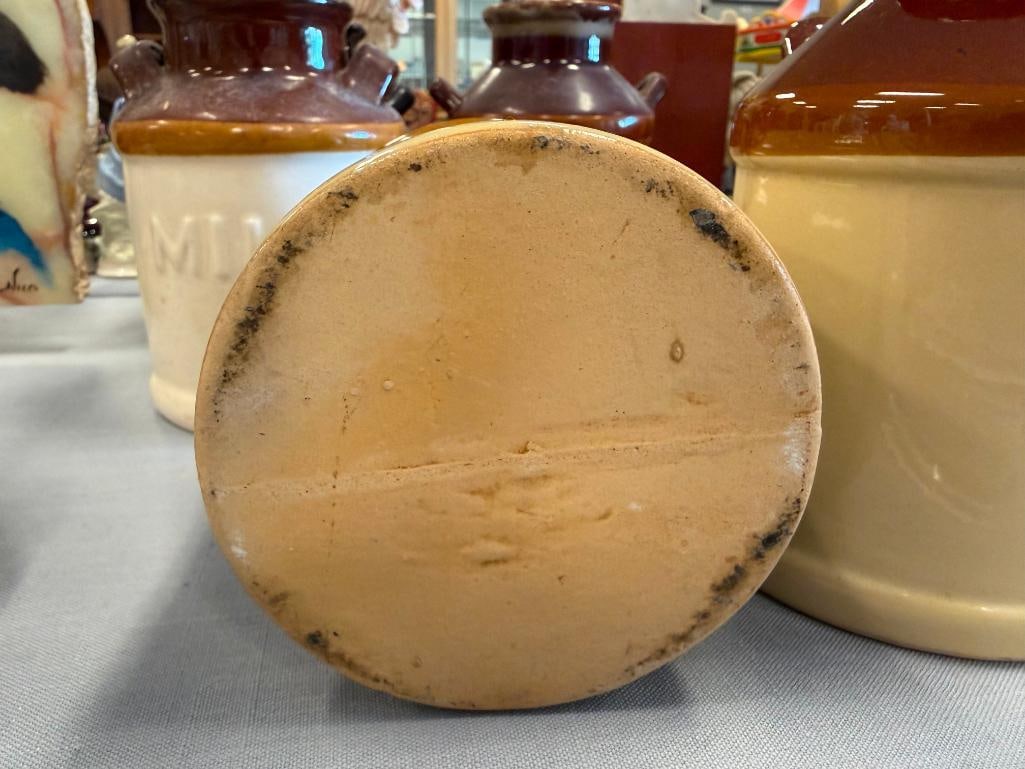 FIVE RUSTIC STONEWARE MILK JUG CROCKSINCLUDING ONE BY SKY & PLAINS - 7