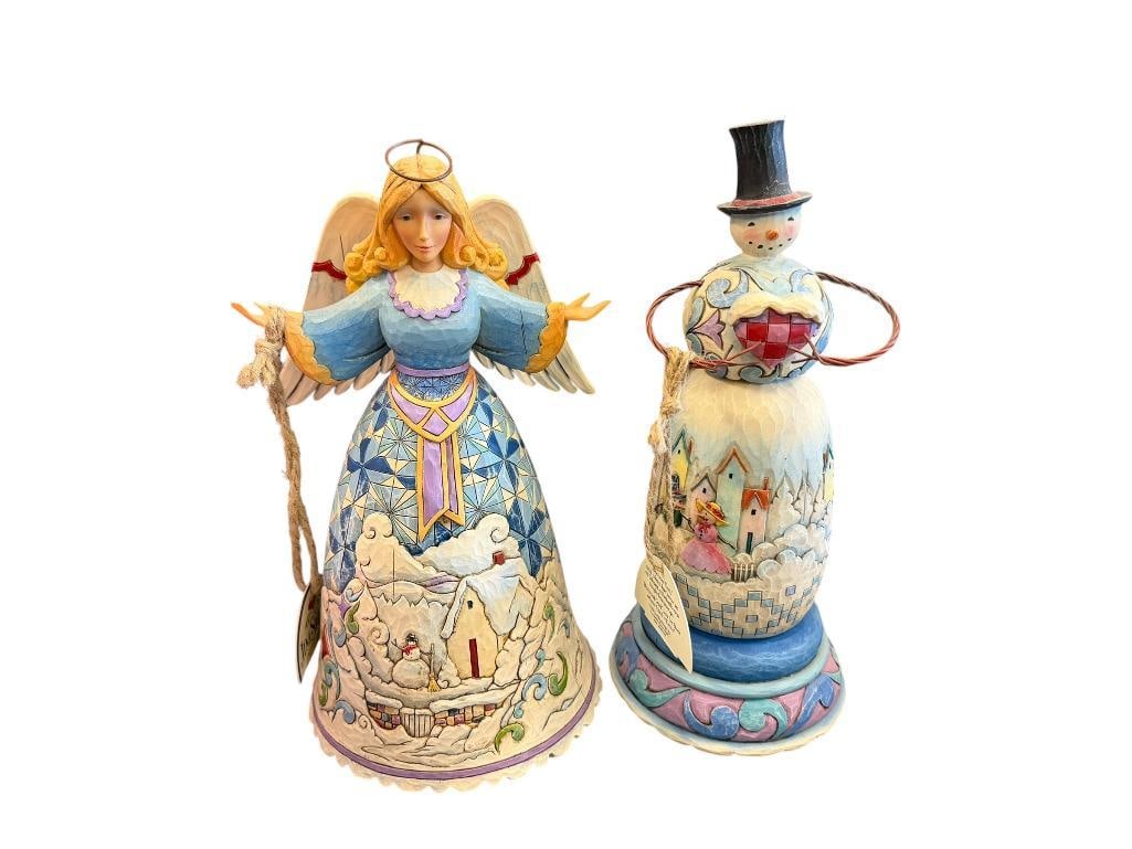 TWO 2008 JIM SHORE " HEARTWOOD CREEK " FIGURES INCLUDING MUSICAL SNOWMAN AND " WINTER'S WONDERS " (1 of 16)