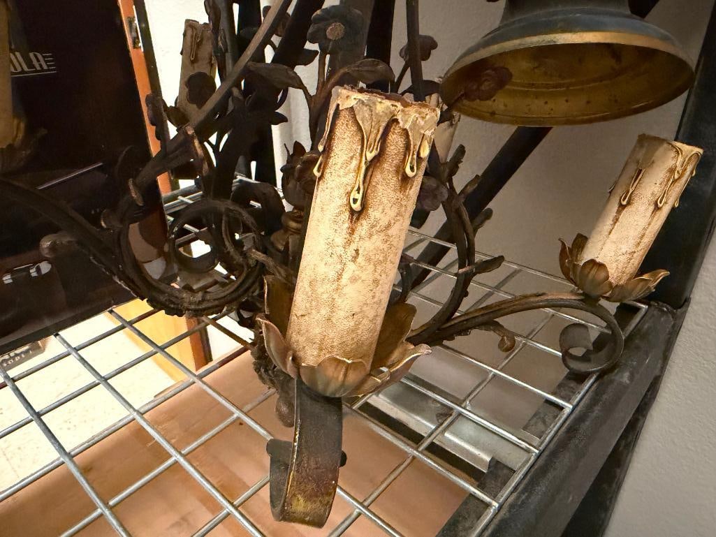 RUSTIC METAL VICTORIAN ELECTRIC CHANDELIER FEATURING FIVE ARMS AND CANDLE DESIGN - 3