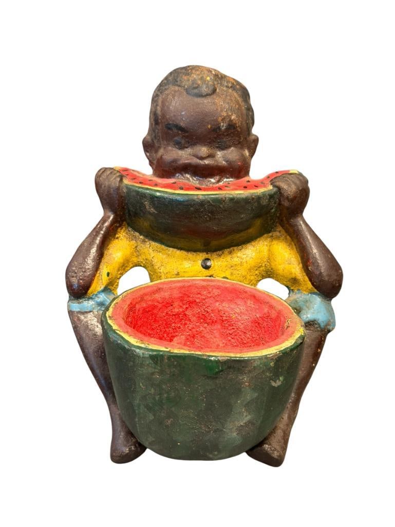 VINTAGE 1940'S BLACK AMERICANA BOY EATING WATERMELON DOOR STOP (1 of 7)