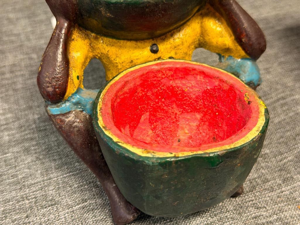 VINTAGE 1940'S BLACK AMERICANA BOY EATING WATERMELON DOOR STOP - 4
