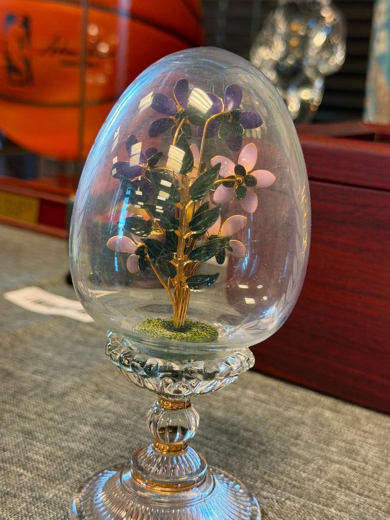 THE FRANKLIN MINT HOUSE OF FABERGE THE VIOLET BOUQUET IMPERIAL CRYSTAL EGG - 5