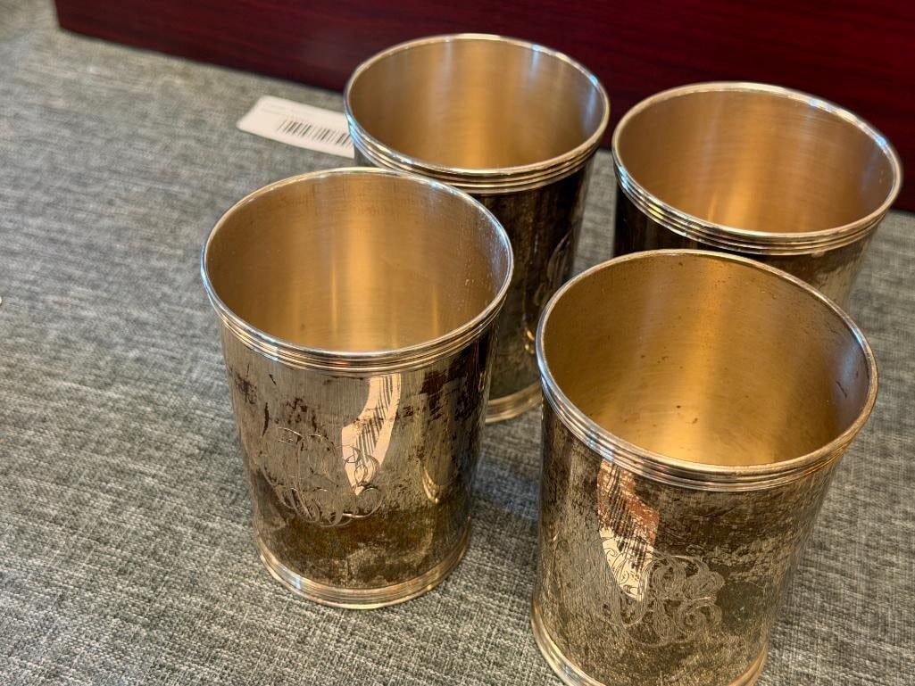NEWPORT SOLID STERLING SILVER MINT JULEP CUPS SET OF FOUR COMBINED WEIGHT OF 532 GRAMS TOTAL - 2