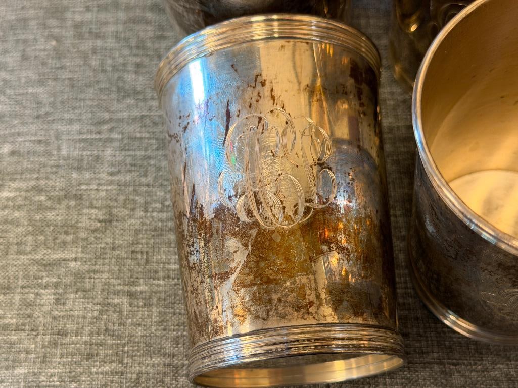 NEWPORT SOLID STERLING SILVER MINT JULEP CUPS SET OF FOUR COMBINED WEIGHT OF 532 GRAMS TOTAL - 3