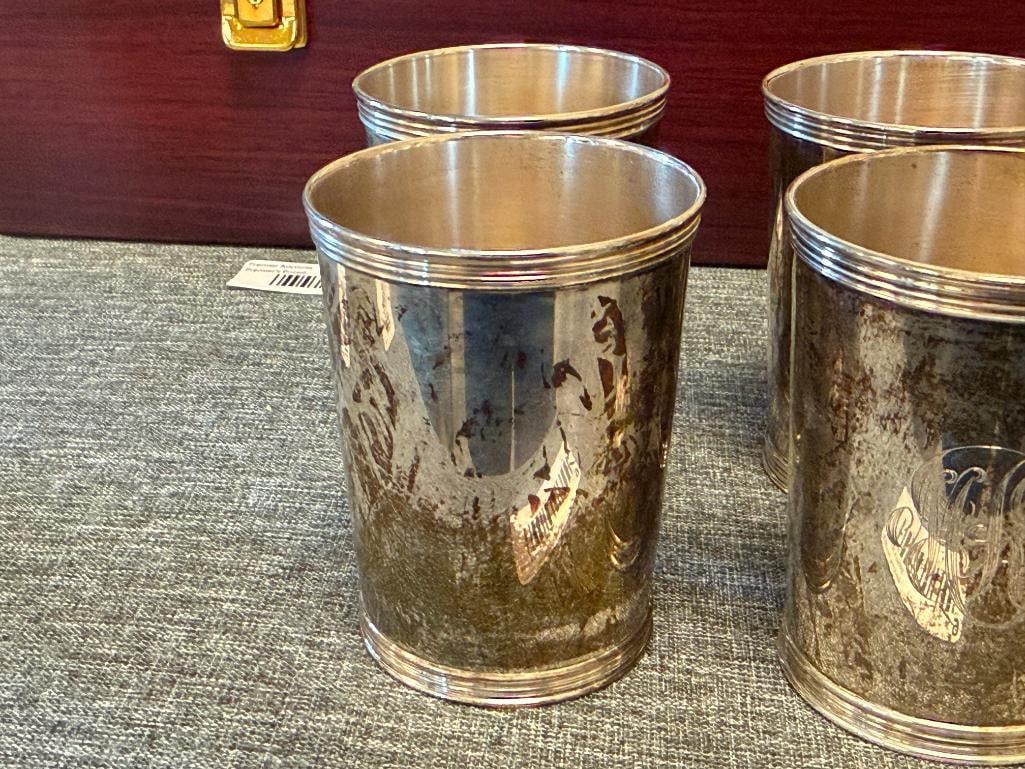 NEWPORT SOLID STERLING SILVER MINT JULEP CUPS SET OF FOUR COMBINED WEIGHT OF 532 GRAMS TOTAL - 5