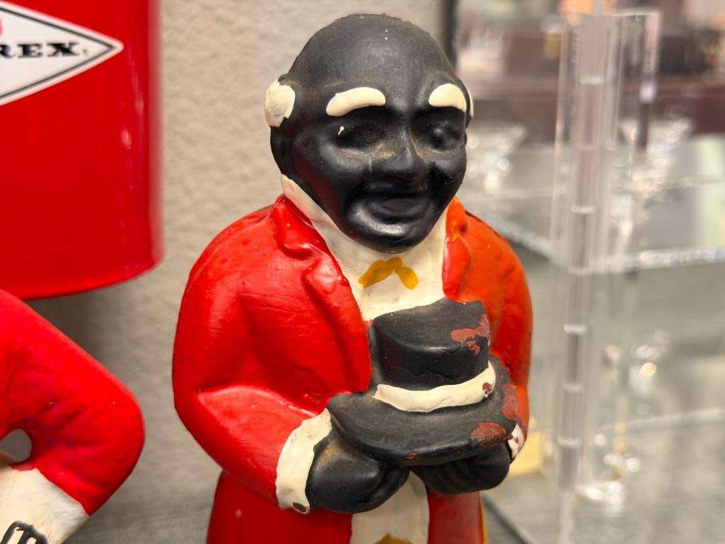 VINTAGE AUNT JEMIMA AND UNCLE MOE BLACK AMERICANA CAST IRON STILL COIN BANKS - 2