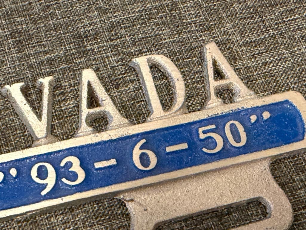 VINTAGE ELY NEVADA HUB OF THE HI-WAYS ALUMINUM AUTOMOBILE LICENSE PLATE TOPPER - 4