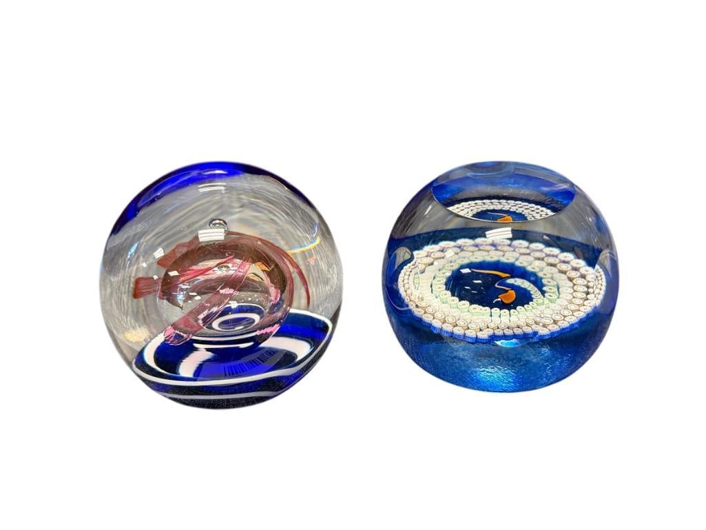 CAITHNESS HAND BLOWN ART GLASS SERPENTINE PAPERWEIGHT AND CAITHNESS MILLEFIORI CHILI PAPERWEIGHT (1 of 8)