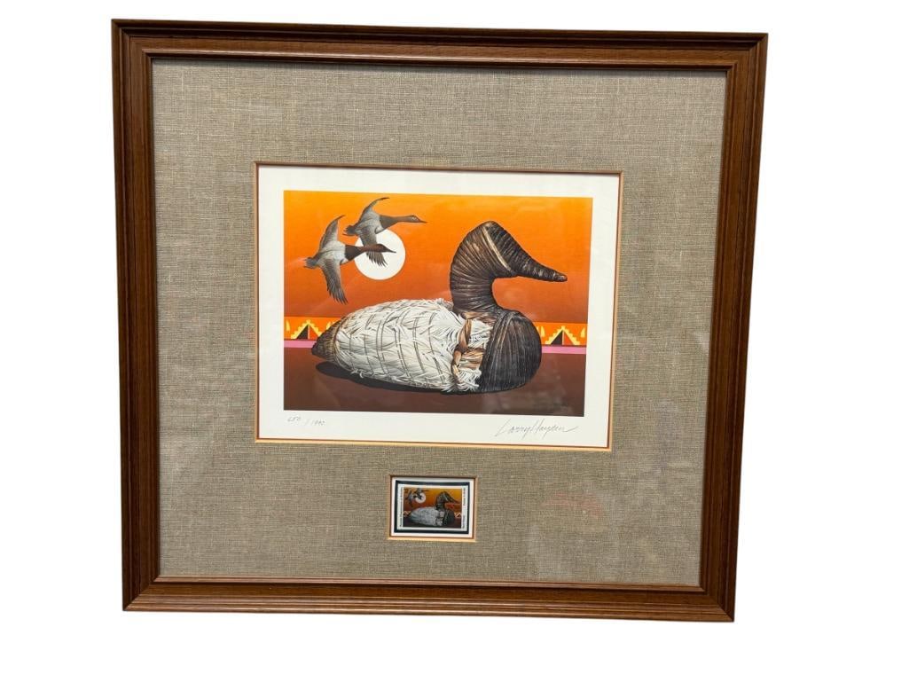 1979 NEVADA FIRST OF STATE TULE DECOY DUCK STAMP PRINT BY LARRY HAYDEN NO. 650/1990 (1 of 10)