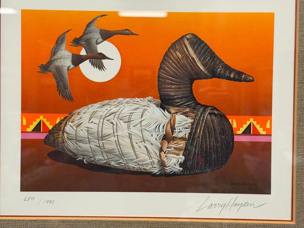 1979 NEVADA FIRST OF STATE TULE DECOY DUCK STAMP PRINT BY LARRY HAYDEN NO. 650/1990 - 2