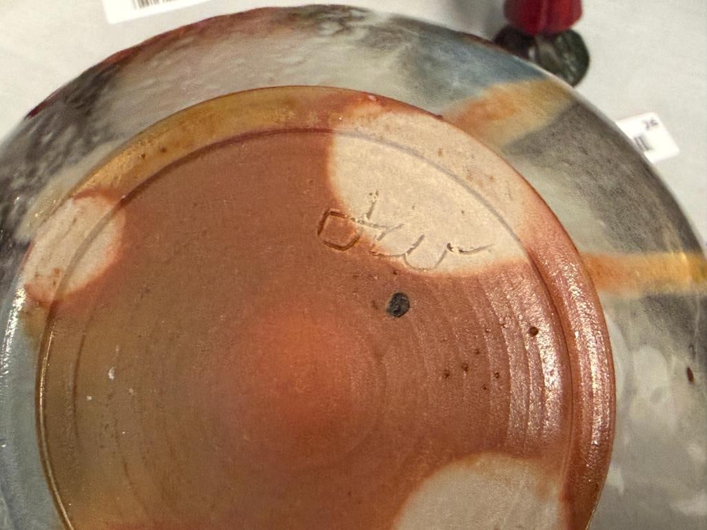 20TH CENTURY MINO / WOOD ASH DRIP GLAZE MOON ART POTTERY POT SIGNED - 5