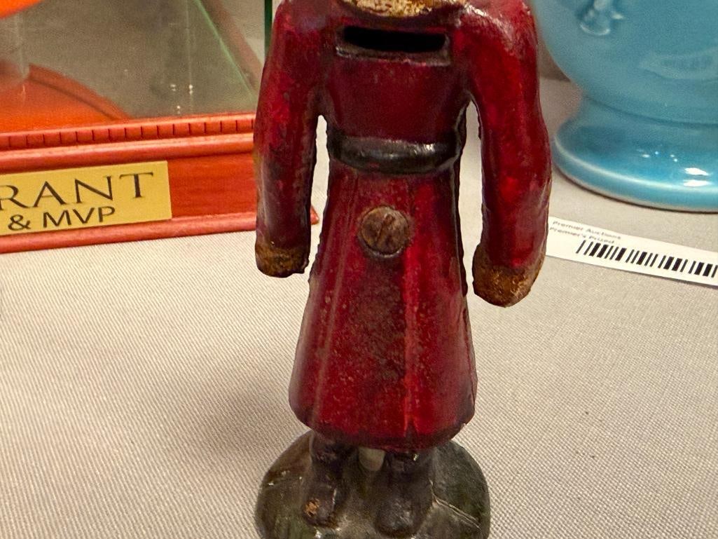 VINTAGE CAST IRON POP EYE OLIVE OYL FIGURAL STILL COIN BANK - 5