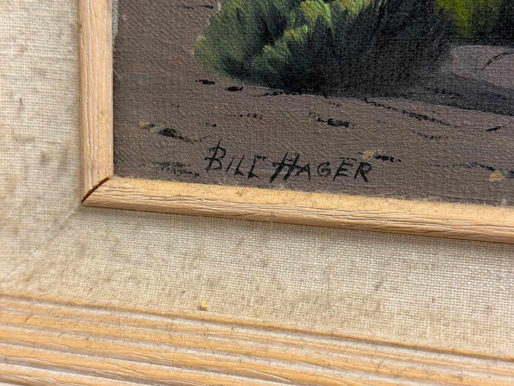 BILL HAGER CALIFORNIA ARTIST ORIGINAL OIL ON CANVAS DESERT LANDSCAPE - 5