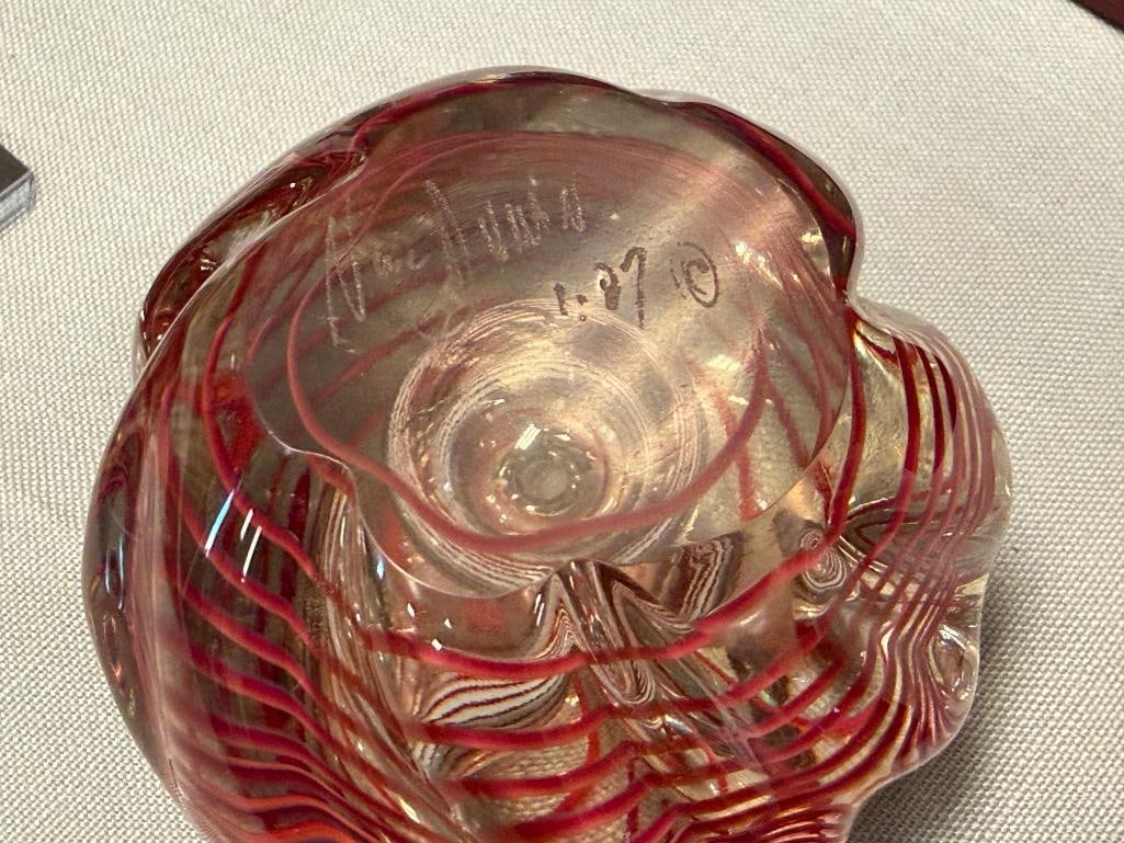 TWO SIGNED STUDIO ART GLASS PAPERWEIGHTS - 10