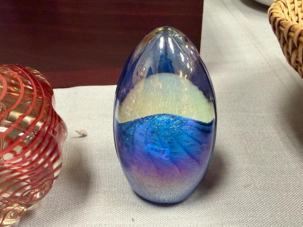 TWO SIGNED STUDIO ART GLASS PAPERWEIGHTS - 4