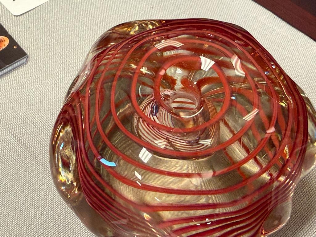 TWO SIGNED STUDIO ART GLASS PAPERWEIGHTS - 7