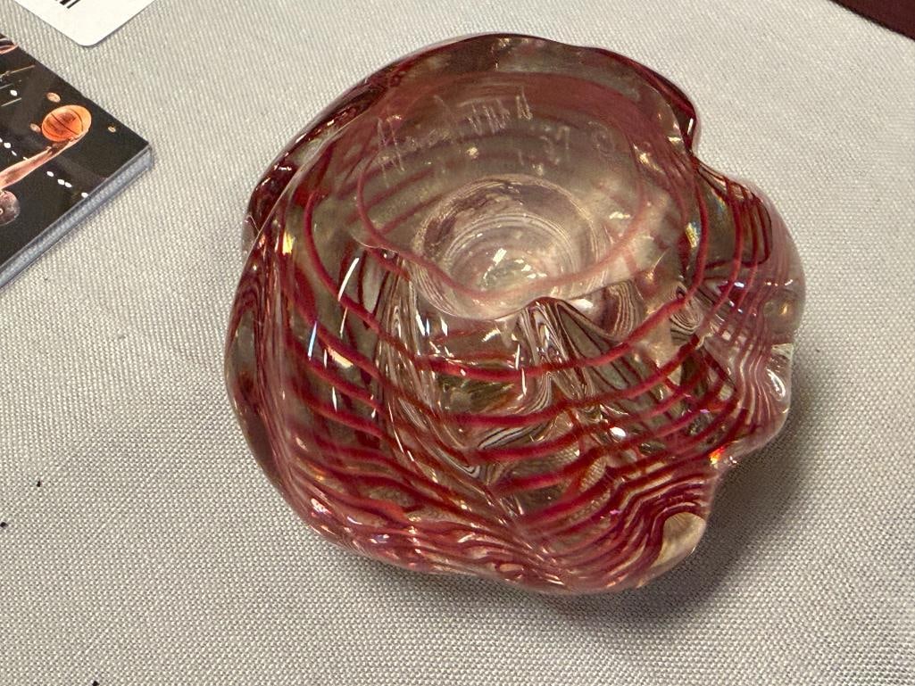TWO SIGNED STUDIO ART GLASS PAPERWEIGHTS - 8