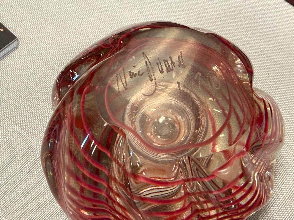 TWO SIGNED STUDIO ART GLASS PAPERWEIGHTS - 9