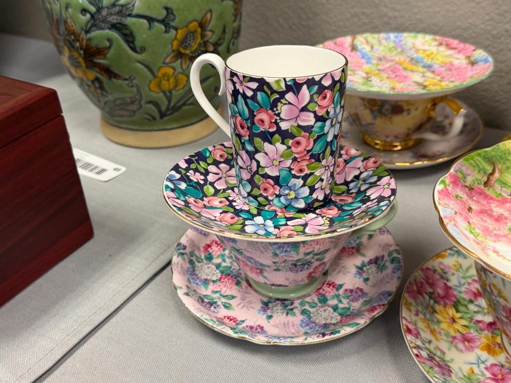 16 SETS OF TEA CUPS AND SAUCERS ENGLISH MAKERS SHELLEY, ROYAL ALBERT, JAMES KENT, ROYAL STANDARD - 10