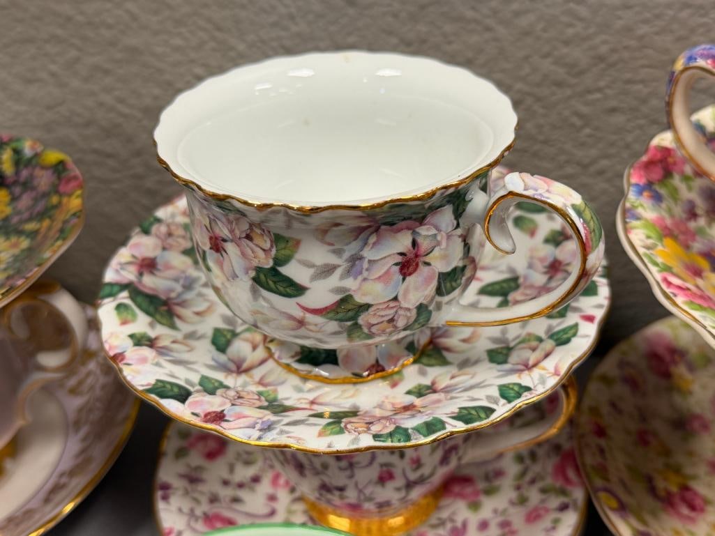 16 SETS OF TEA CUPS AND SAUCERS ENGLISH MAKERS SHELLEY, ROYAL ALBERT, JAMES KENT, ROYAL STANDARD - 5